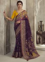 Organza Brasso Magenta Festival Wear Digital Printed Saree